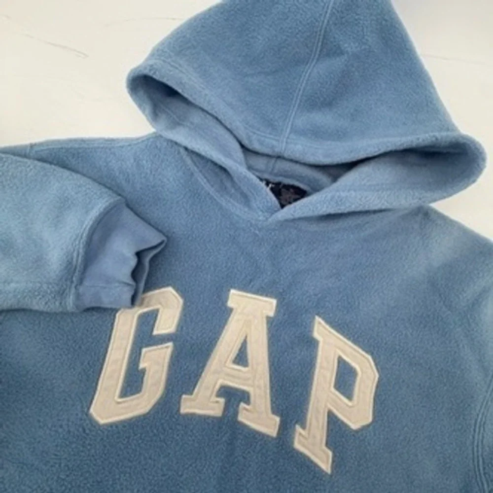 Gap Kids Blue Fleece Arch Logo Pullover Hoodie‎ XL EST 1969 Patch